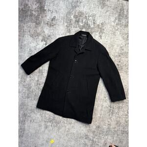 Andrew Fezza Black Cashmere Blend Long Italy Overcoat Jacket Coat Top Mens 38R